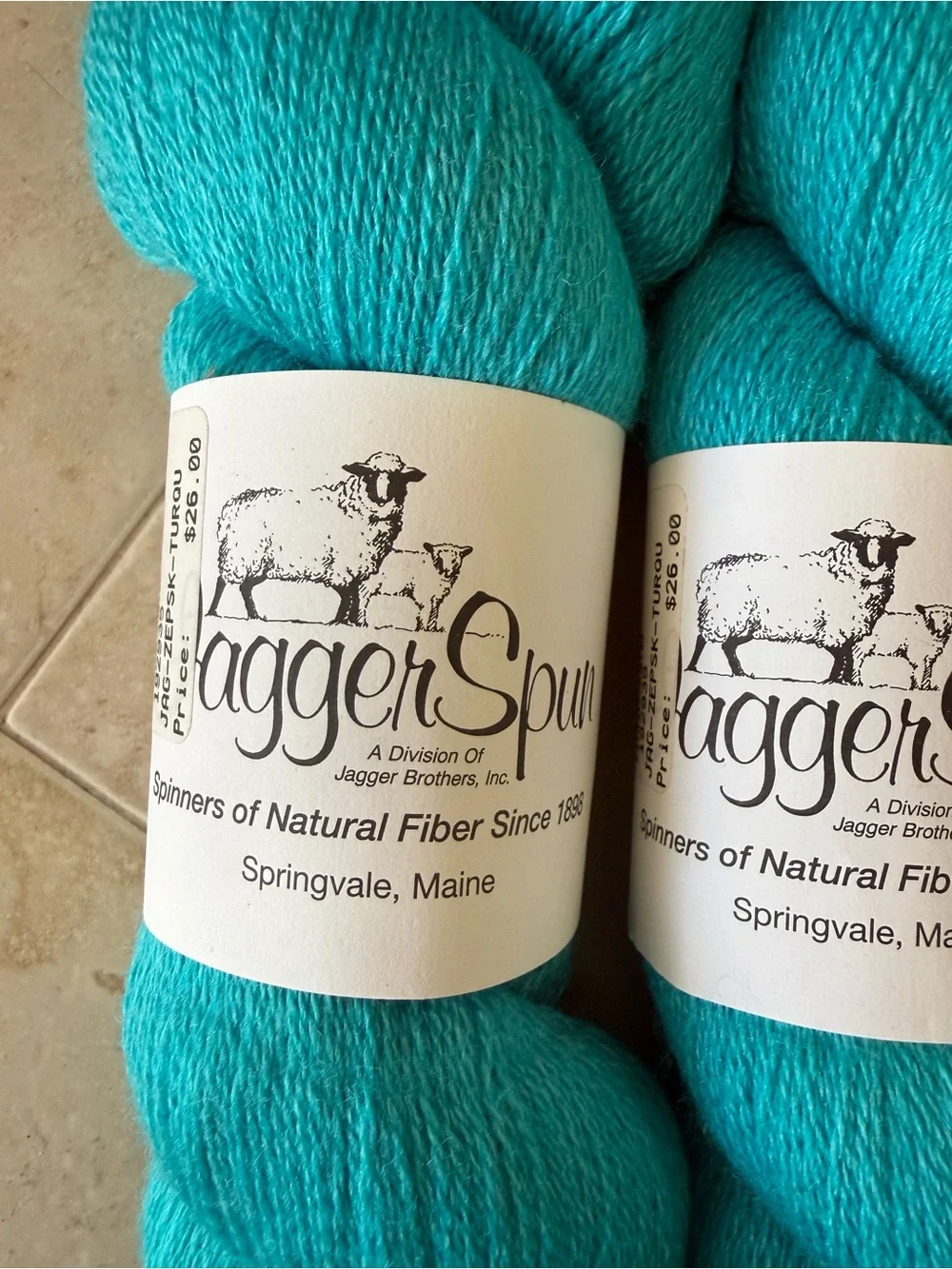 Jagger Spun Wo:Silk Blend Turquoise Hand-Dyed Yarn Skein - Bright Teal